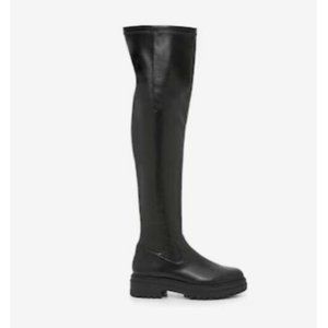 Mix No 6 Bessia Over The Knee Boots Womens Size 6 Black Lug Sole NEW
